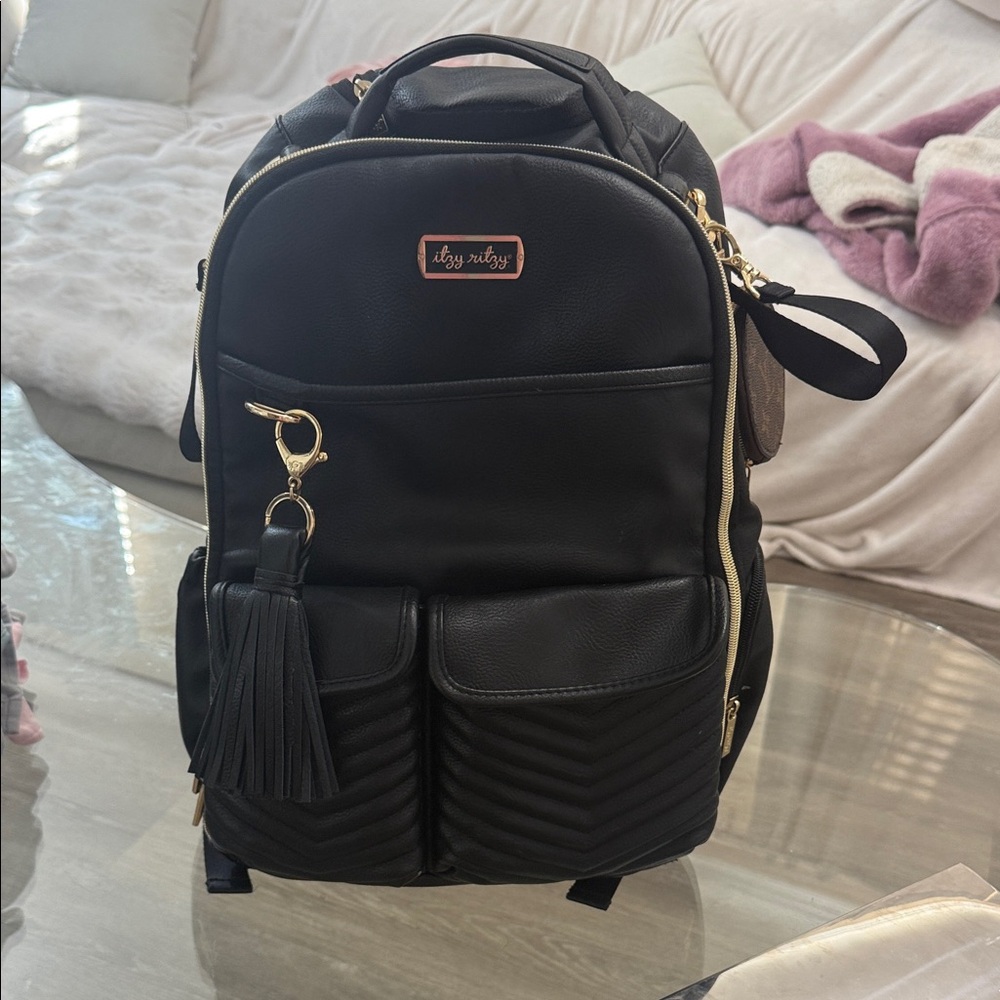 Itzy Ritzy Black boss Diaper Bag with Gold Accents